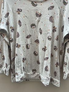 Cute Hedgehog Print Long Sleeve Top