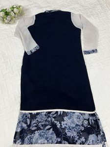 Elegant Navy Blue Floral Kurta