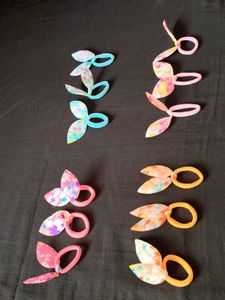 Cute Bunny Ear Hair Ties combo of 12