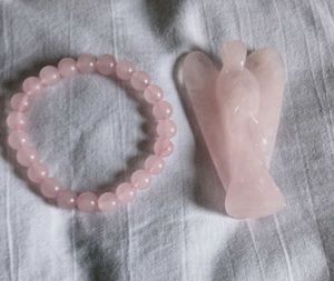 Rose Quartz Angel & Bracelet Combo