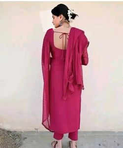 Elegant Megenta pink Kurta Set with Dupatta