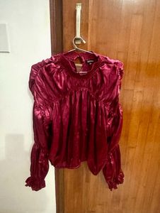 Chic Burgundy Satin Blouse