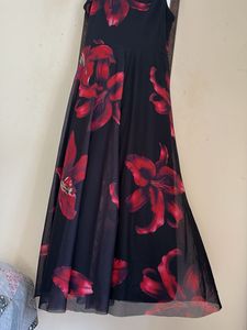 Savana Elegant Black Floral Print Dress
