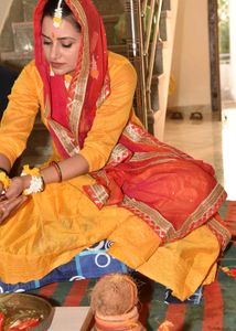 Yellow Kurta Set with white Dupatta