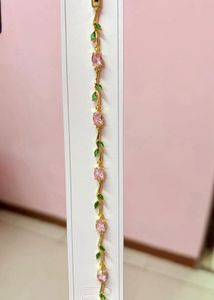 Anti tarnish Gold Bracelet with Pink &amp; Gre