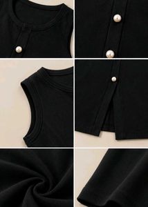 BLACK PEARL-FRONT SLEEVELESS DRESS