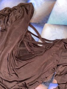 Chic Ruched Brown Dress