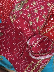 Red Printed Kurta with Sharara Set