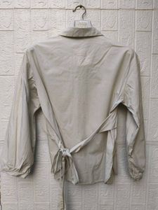 Korean Pintrest Stylish Beige Button-Up Shirt