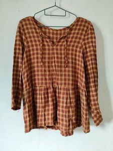 Gingham Check Tunic Top