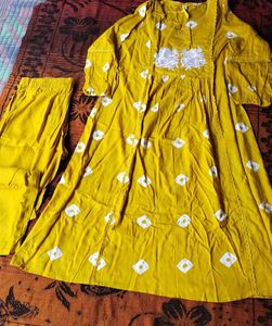 Yellow Bandhani Kurta Set