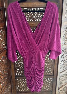 Zara Brand New Pleated V Neck Sexy Mini Dress