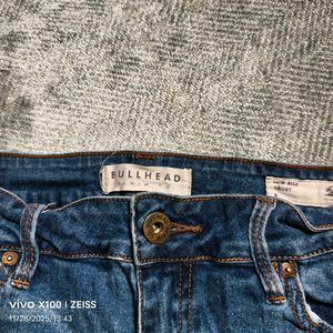 Blue Denim Cuffed Shorts