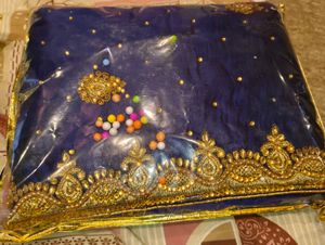 Royal Blue Embellished Saree