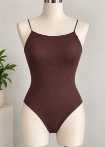 Ribbed Spaghetti Strap Bodysuit