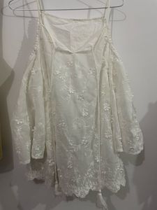 Boho Embroidered Cold Shoulder Dress