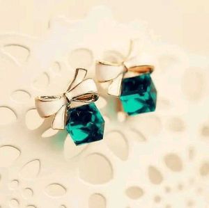 Chic Bow Gemstone Earrings