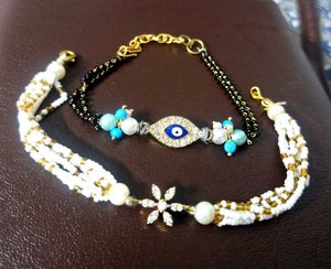 pack of 2 Evil Eye & Floral Bracelet Set