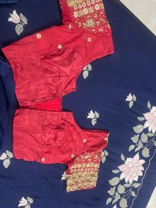 Embroidered Red Silk Blouse