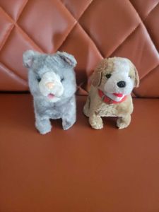 Plush Toy Dog and Cat Set