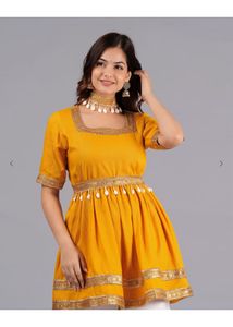 Kurta, Sharara pant, Shell belt with necklace