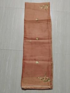 Elegant Peach Floral Saree