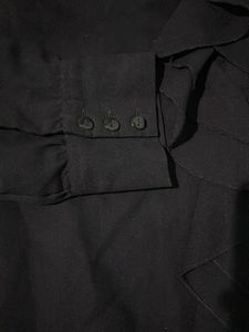 Elegant Black Ruffle Neck Blouse