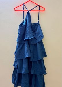 Teal Tiered Halter Neck Dress