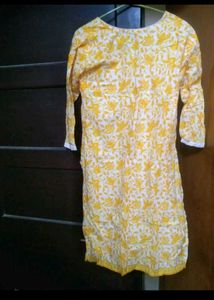 Yellow floral print kurta