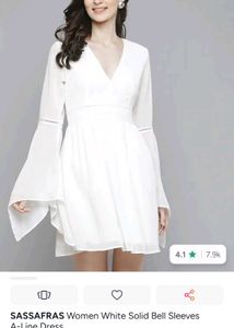 Elegant White Bell Sleeve A-Line Dress