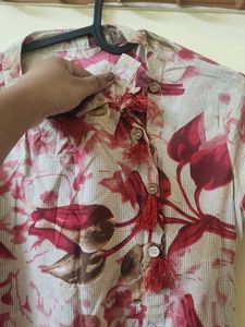 Beautiful Floral Print Kurta with front slit