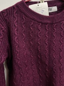 Knit Pullover Sweater Wine colour