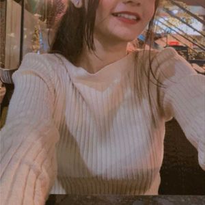 Ribbed Knit Crew Neck Top