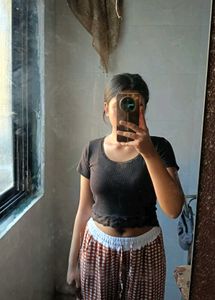 Black T-Shirt with Lace Detail