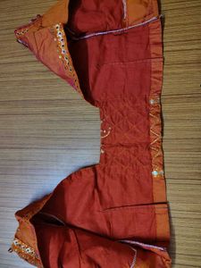 Embellished Orange Silk Blouse