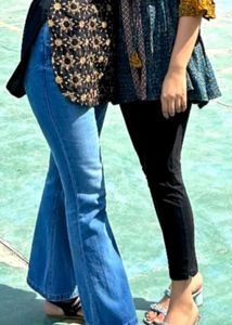 Flared Blue Denim Jeans
