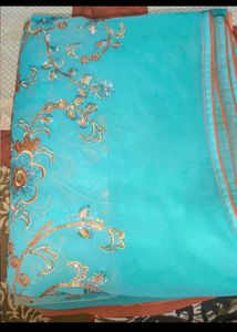 Red &amp; Yellow Embellished Saree