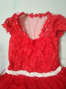 Red Lace &amp; Tulle Gown