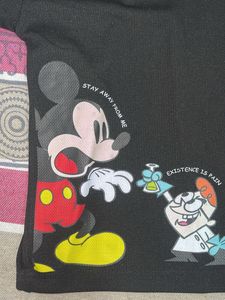 Black Mickey Mouse Graphic Collared Shirt