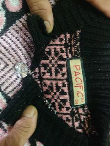 Pink &amp; Black Floral Knit Sweater