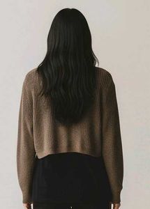 Chic Brown Wrap-Front Knit Sweater