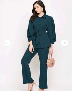 Elegant Teal Kurti with Puff Sleeves