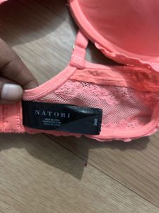 Coral Lace Trim Bra