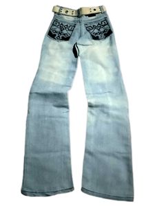 RARE Y2K ZIPWORK STRAIGHT FIT JEANS WITH BELT