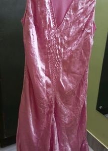Pink,Satin Gown Katdana Work.