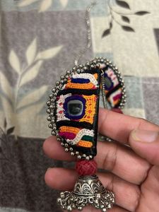Boho Embroidered Jhumka Earrings