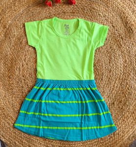 Bright Neon & Teal Striped Dress