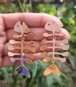 Fishbone Dangle Earrings