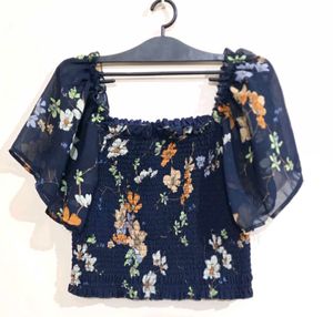 Floral Print Smocked Top