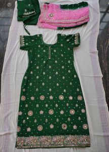 Embroidered Green Salwar Kameez Set